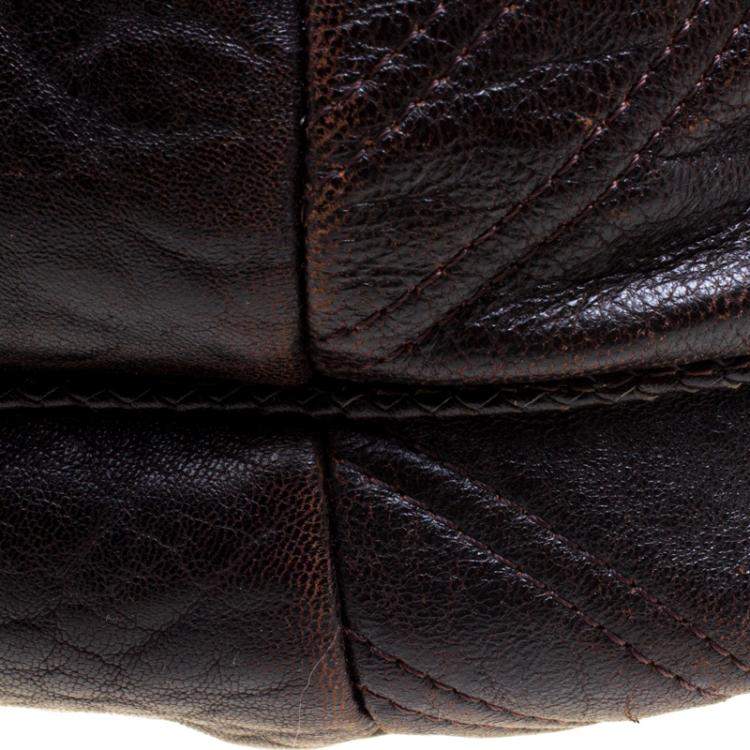 Pre Owned Fendi Dark Brown Leather Large Spy Bag