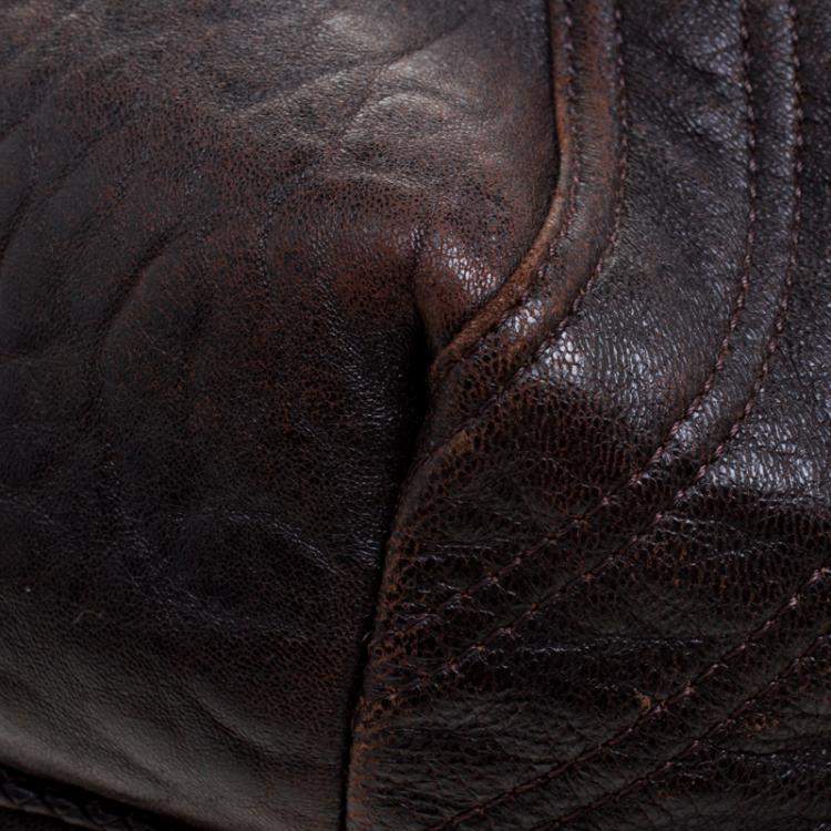 Pre Owned Fendi Dark Brown Leather Large Spy Bag