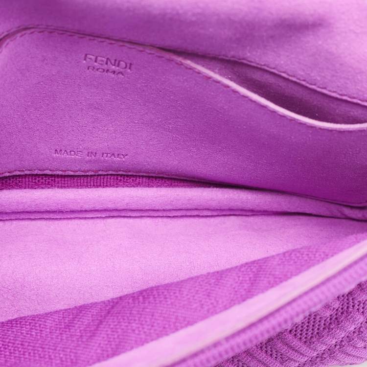 Pre Owned Fendi Fuchsia Zucca Embossed Fabric Midi Baguette Flap Bag