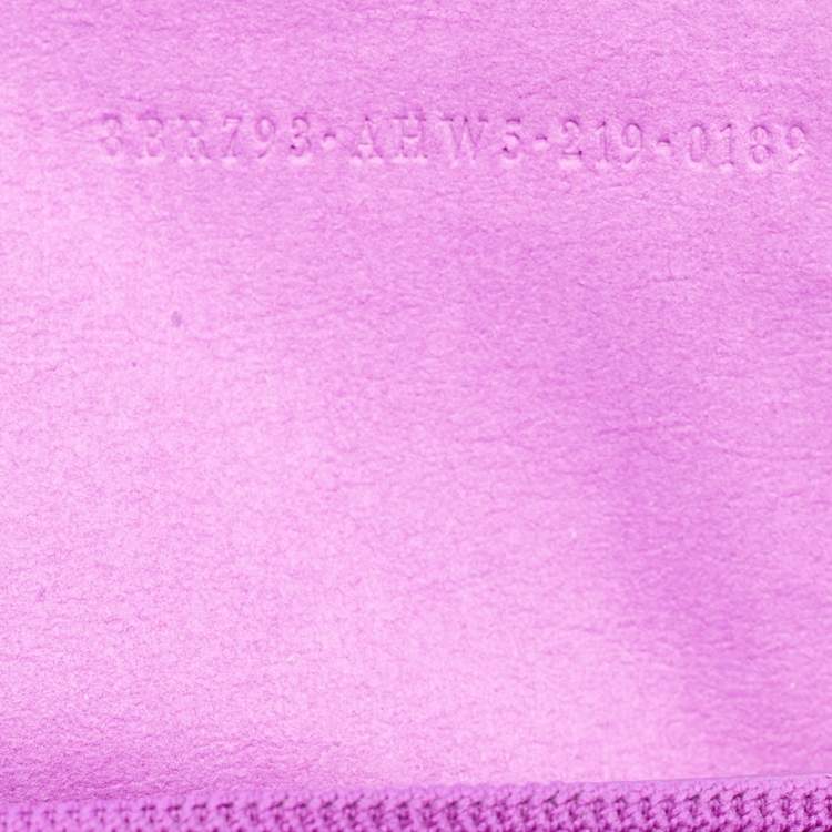 Pre Owned Fendi Fuchsia Zucca Embossed Fabric Midi Baguette Flap Bag