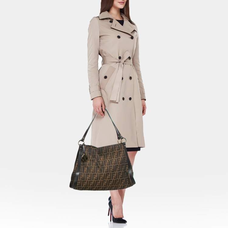 Pre Owned Fendi Tobacco Zucca Canvas Chef Tote