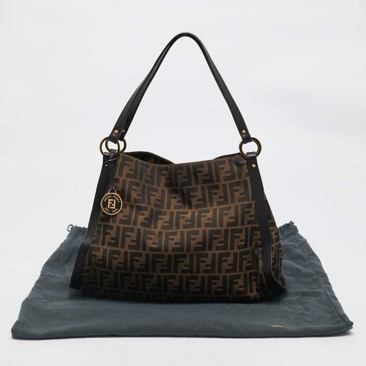 Pre Owned Fendi Tobacco Zucca Canvas Chef Tote