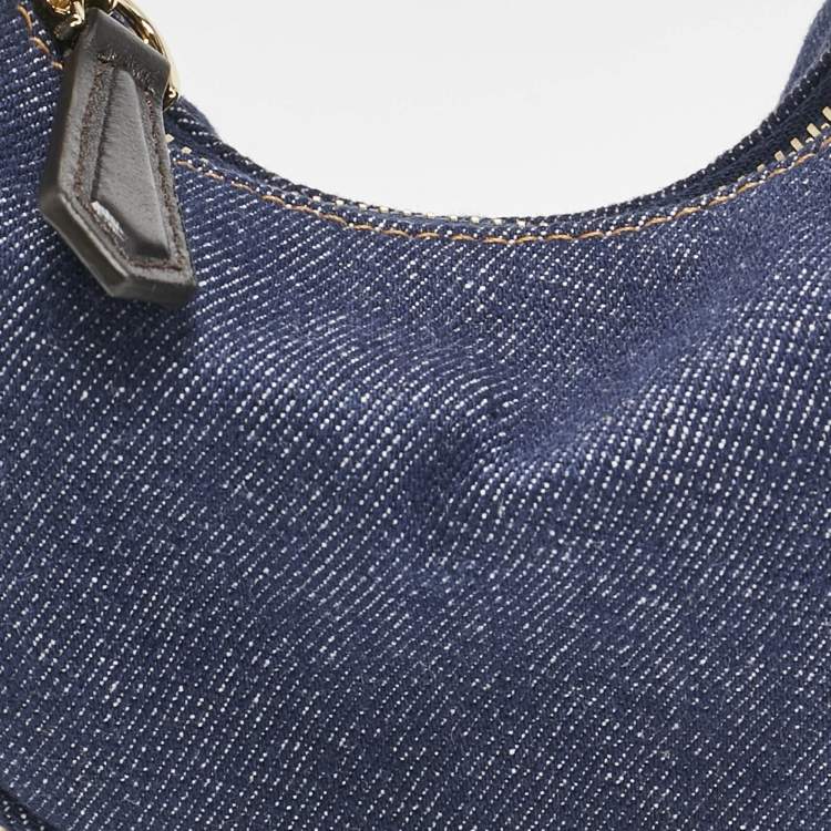 Pre Owned Fendi Blue Denim Nano Fendigraphy Hobo
