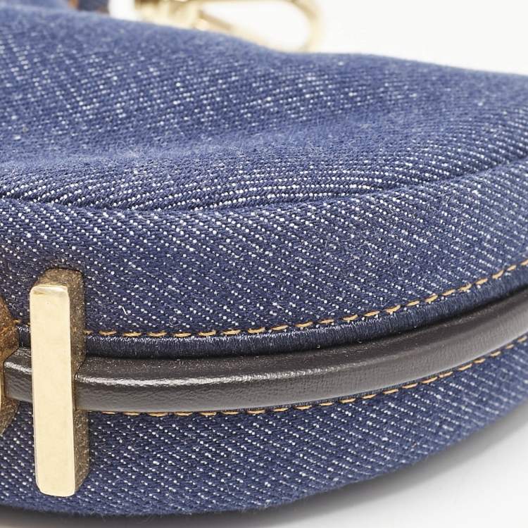 Pre Owned Fendi Blue Denim Nano Fendigraphy Hobo