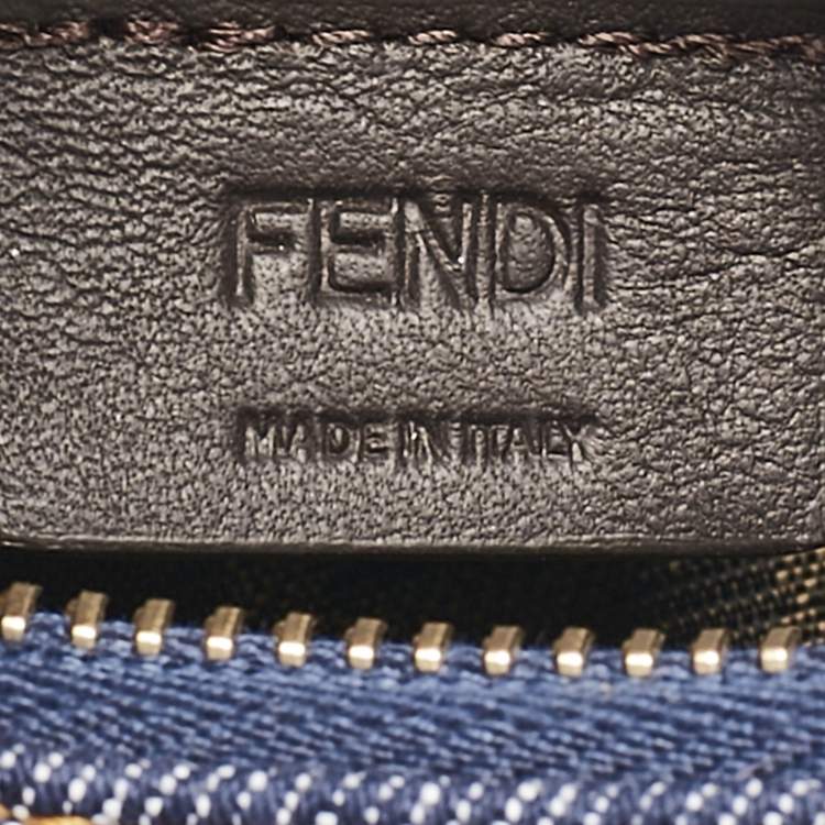 Pre Owned Fendi Blue Denim Nano Fendigraphy Hobo