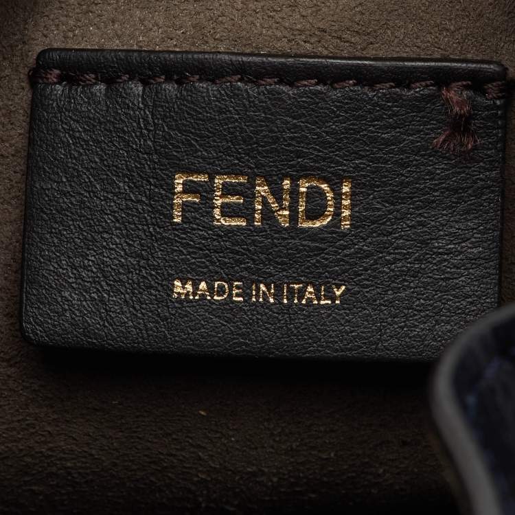 Pre Owned Fendi Navy Blue/Pink Leather Mini Mon Tresor Drawstring Bucket Bag