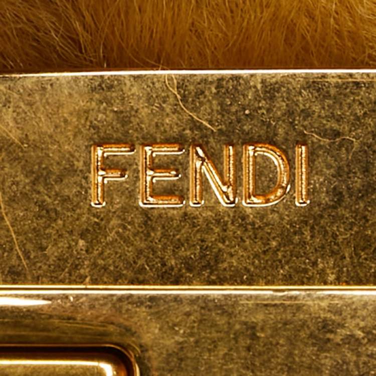 Pre Owned Fendi Yellow Fur Kan U Top Handle Bag