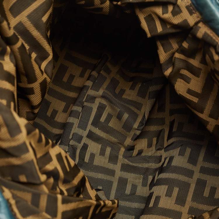 Pre Owned Fendi Two Tone Blue Pebbled Leather Spy Bag