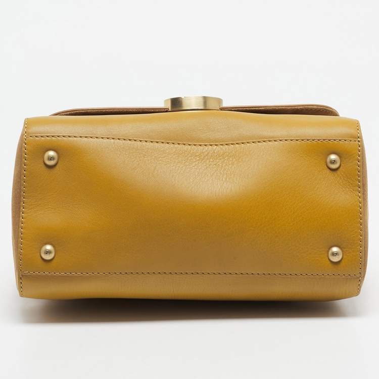 Pre Owned Fendi Tricolor Leather and Crocodile Medium Anna Top Handle Bag