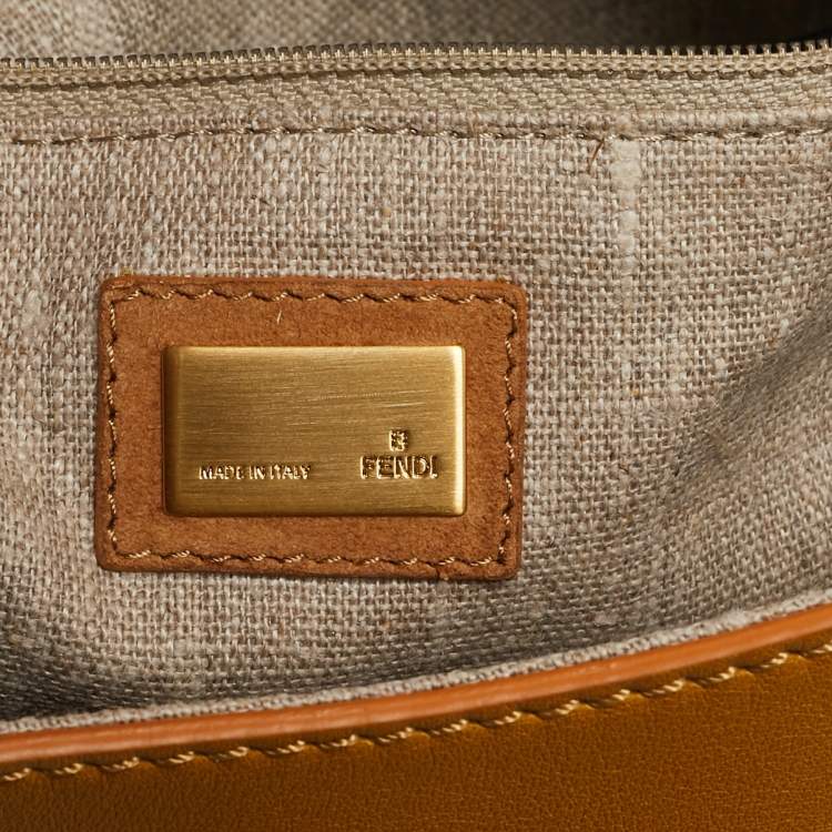 Pre Owned Fendi Tricolor Leather and Crocodile Medium Anna Top Handle Bag