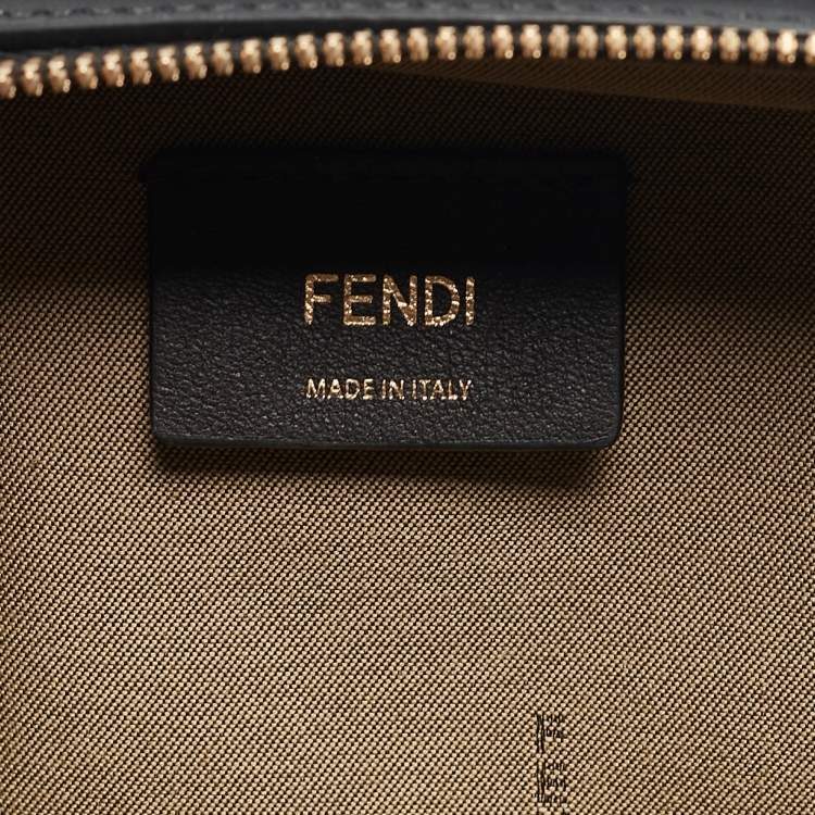 Pre Owned Fendi Black/Natural Leather and Raffia Mini FF O'Lock Camera Case Crossbody Bag
