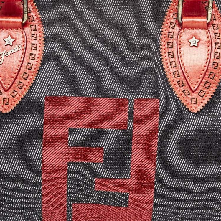Pre Owned Fendi Red/Blue Denim Chef Du Jour Satchel