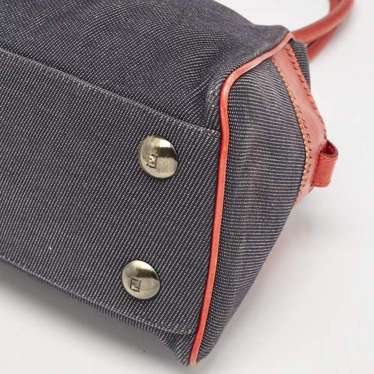 Pre Owned Fendi Red/Blue Denim Chef Du Jour Satchel