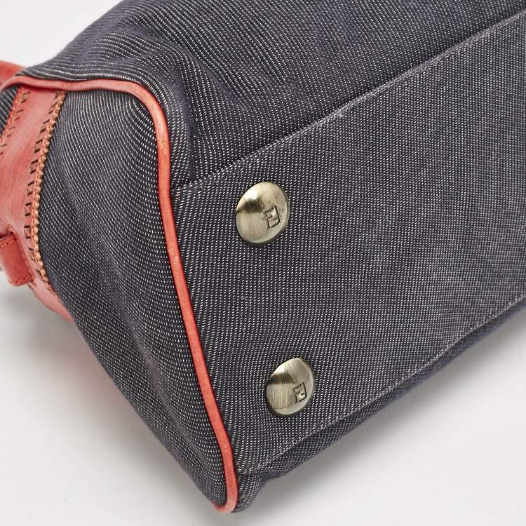 Pre Owned Fendi Red/Blue Denim Chef Du Jour Satchel