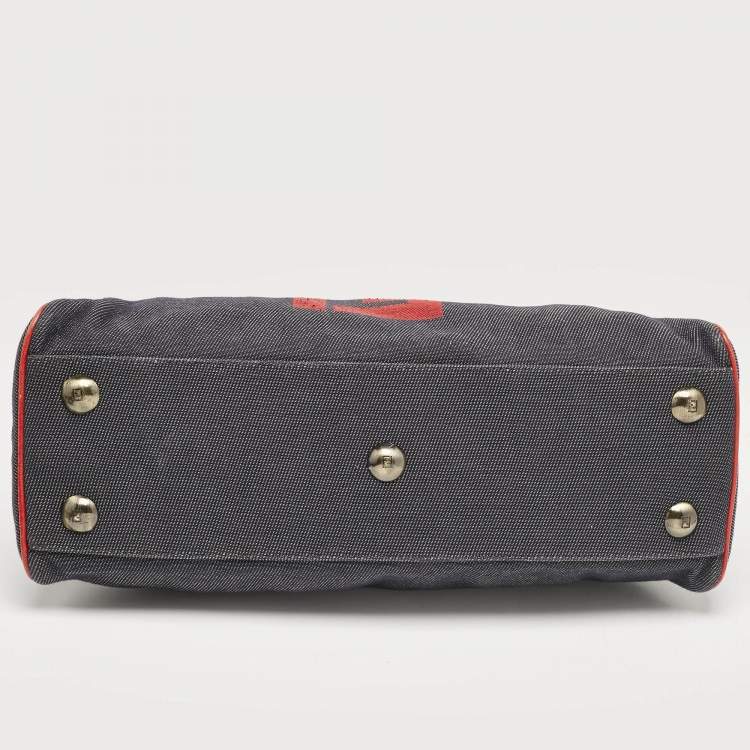 Pre Owned Fendi Red/Blue Denim Chef Du Jour Satchel