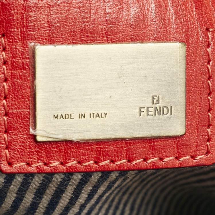 Pre Owned Fendi Red/Blue Denim Chef Du Jour Satchel