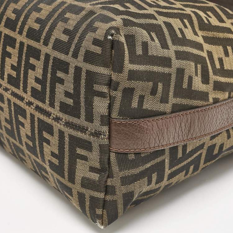 Pre Owned Fendi Tobacco Canvas and Leather Small Hobo