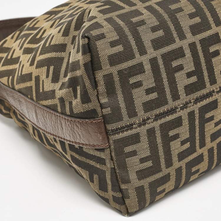 Pre Owned Fendi Tobacco Canvas and Leather Small Hobo