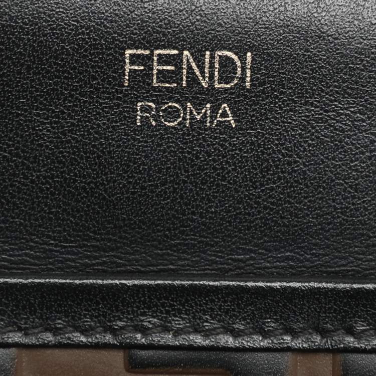Pre Owned Fendi Black/Brown Zucca Leather Small Runaway Shoulder Bag