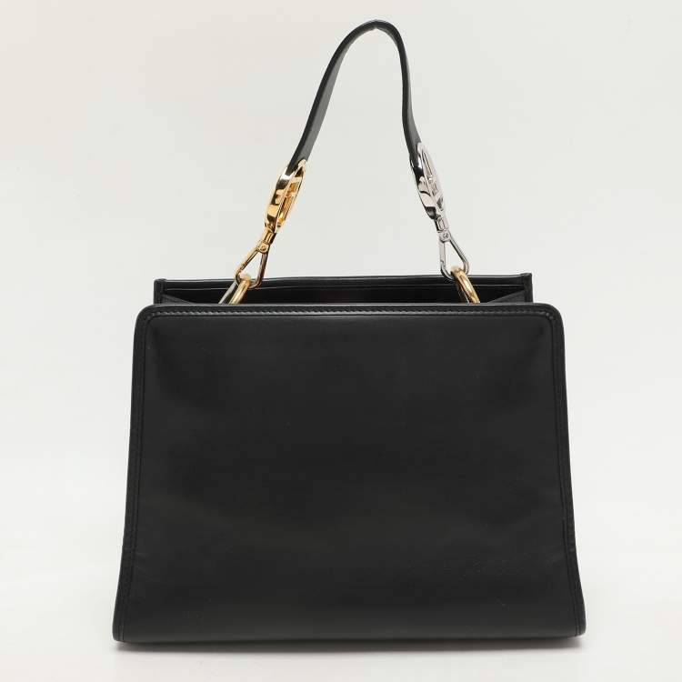Pre Owned Fendi Black/Brown Zucca Leather Small Runaway Shoulder Bag