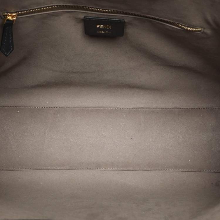 Pre Owned Fendi Tobacco/Black Zucca Coated Canvas and Leather Medium Runaway Shopper Tote