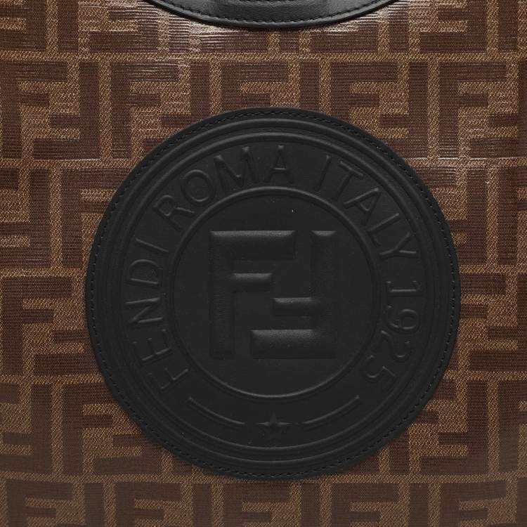 Pre Owned Fendi Tobacco/Black Zucca Coated Canvas and Leather Medium Runaway Shopper Tote