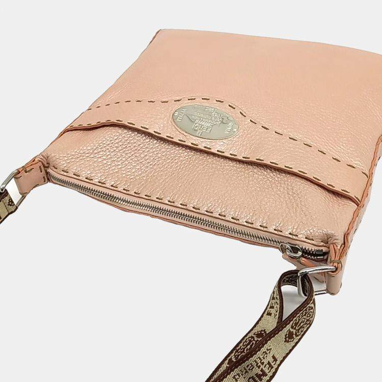 Pre Owned Fendi Beige Leather Selleria crossbody bag