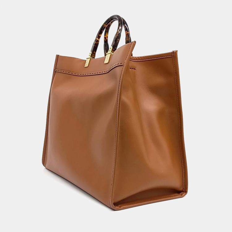 Pre Owned Fendi Brown Leather Fendi Sunshine Large bag