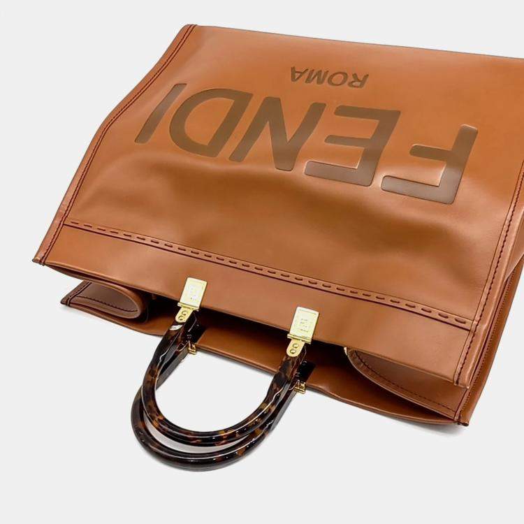 Pre Owned Fendi Brown Leather Fendi Sunshine Large bag