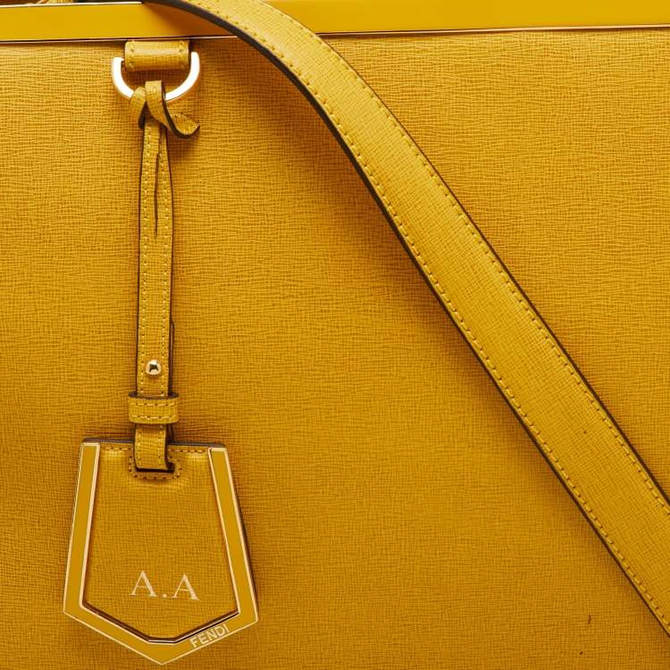 Pre Owned Fendi Yellow Leather Medium 2Jours Tote
