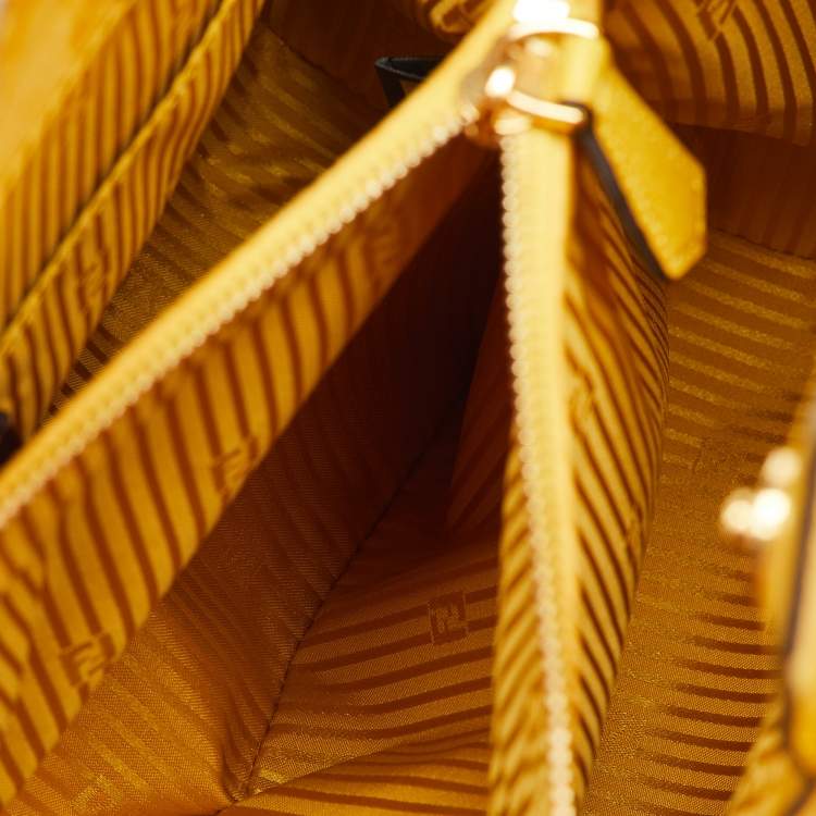 Pre Owned Fendi Yellow Leather Medium 2Jours Tote