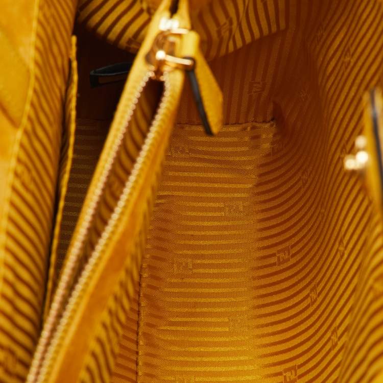 Pre Owned Fendi Yellow Leather Medium 2Jours Tote