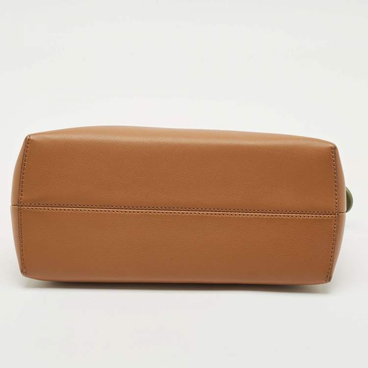 Pre Owned Fendi Brown/Green Leather Small By The Way Bag