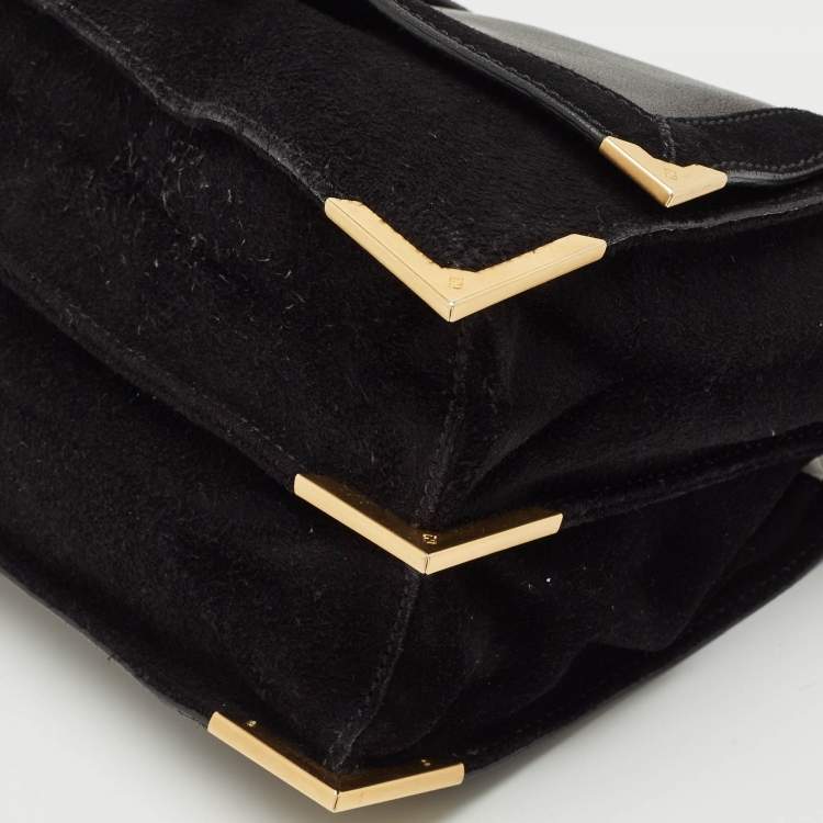 مملوكة مسبقًا Fendi Black Leather and Suede Classico No.1 Top Handle Bag