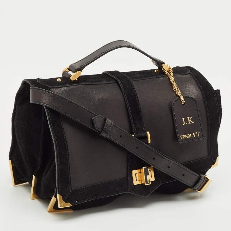 مملوكة مسبقًا Fendi Black Leather and Suede Classico No.1 Top Handle Bag