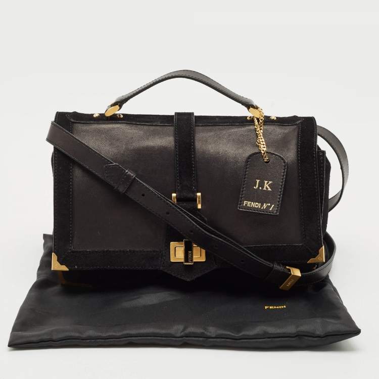 مملوكة مسبقًا Fendi Black Leather and Suede Classico No.1 Top Handle Bag