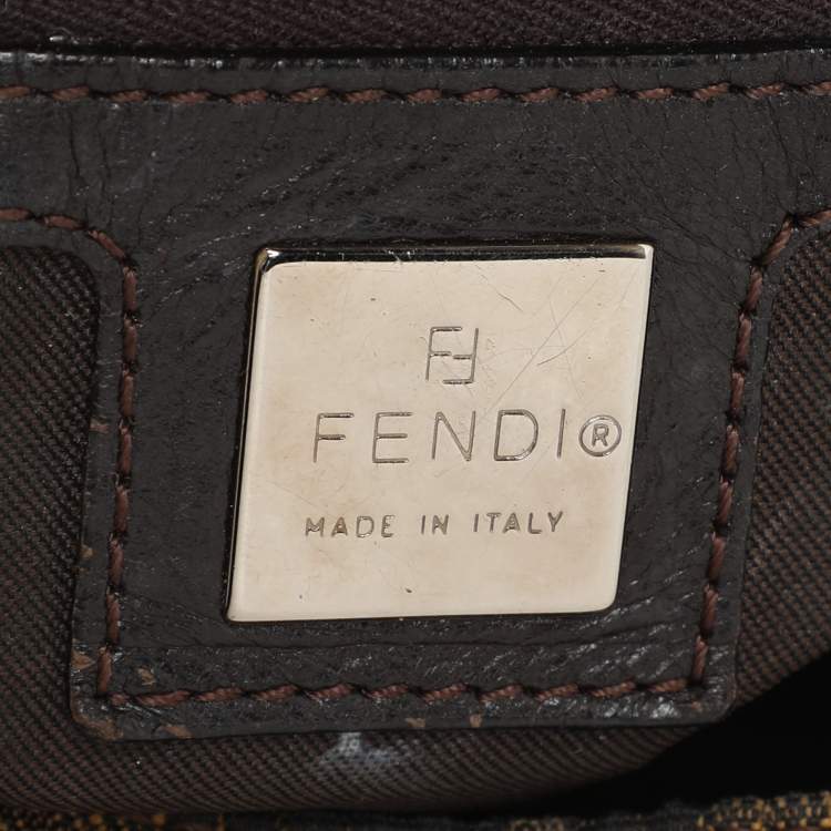 Pre Owned Fendi Brown Zucca Canvas and Python Embellished Mama Forever Shoulder Bag
