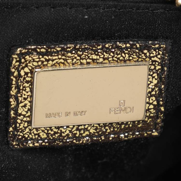 مملوكة مسبقًا Fendi Black/Gold Zucchino Jacquard and Leather Boston Bag
