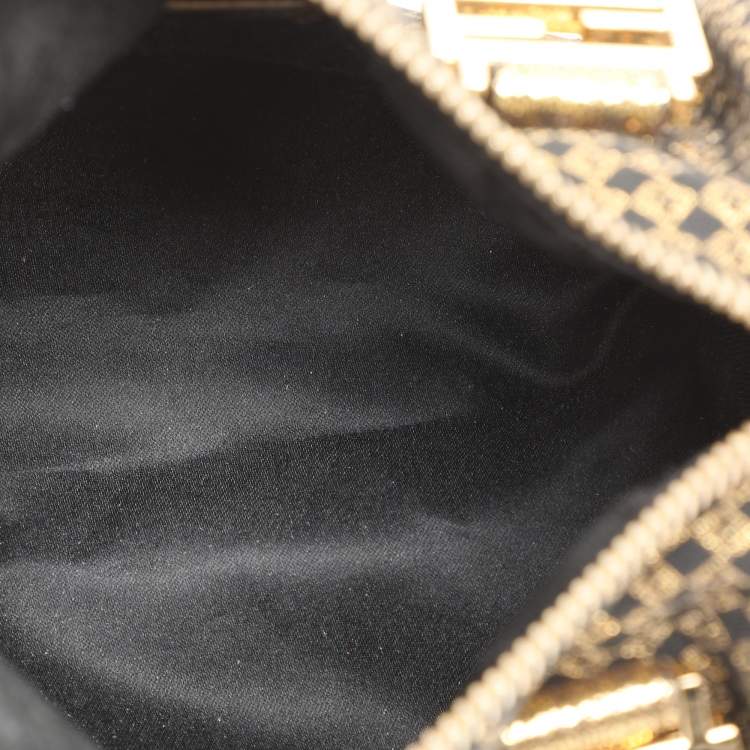 مملوكة مسبقًا Fendi Black/Gold Zucchino Jacquard and Leather Boston Bag