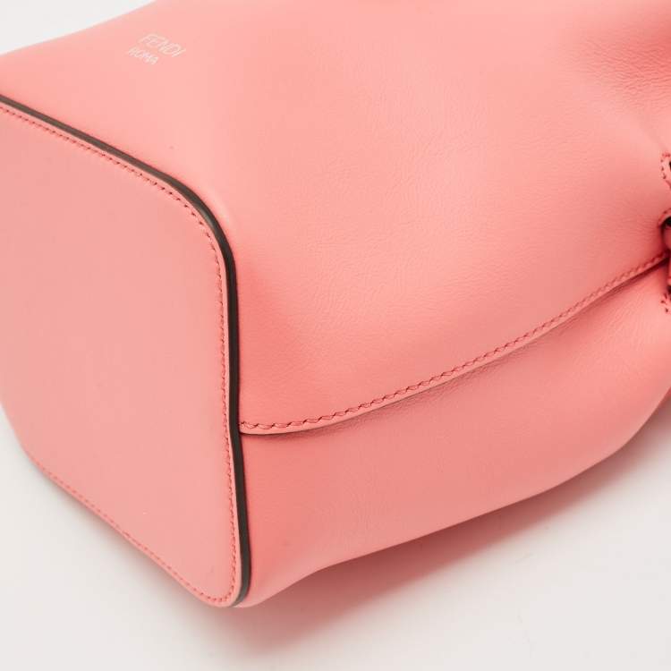 Pre Owned Fendi Pink Leather Mini F is 3D Flower Mon Tresor Bucket Bag