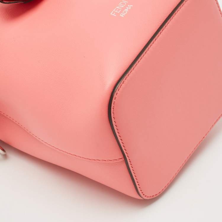Pre Owned Fendi Pink Leather Mini F is 3D Flower Mon Tresor Bucket Bag