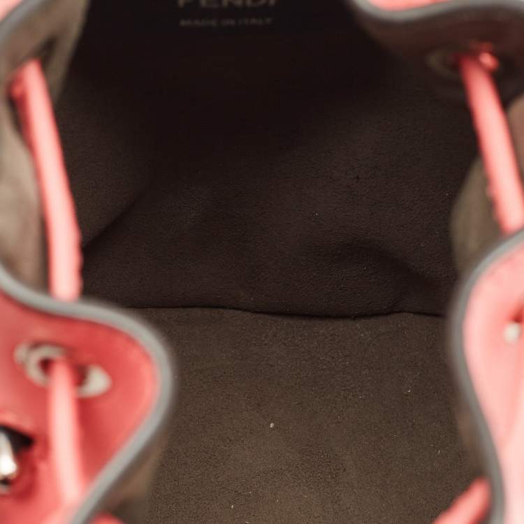Pre Owned Fendi Pink Leather Mini F is 3D Flower Mon Tresor Bucket Bag