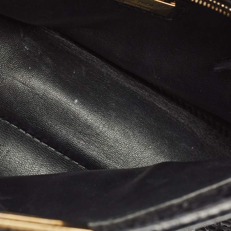 Pre Owned Fendi Black Python Mini Peekaboo Top Handle Bag