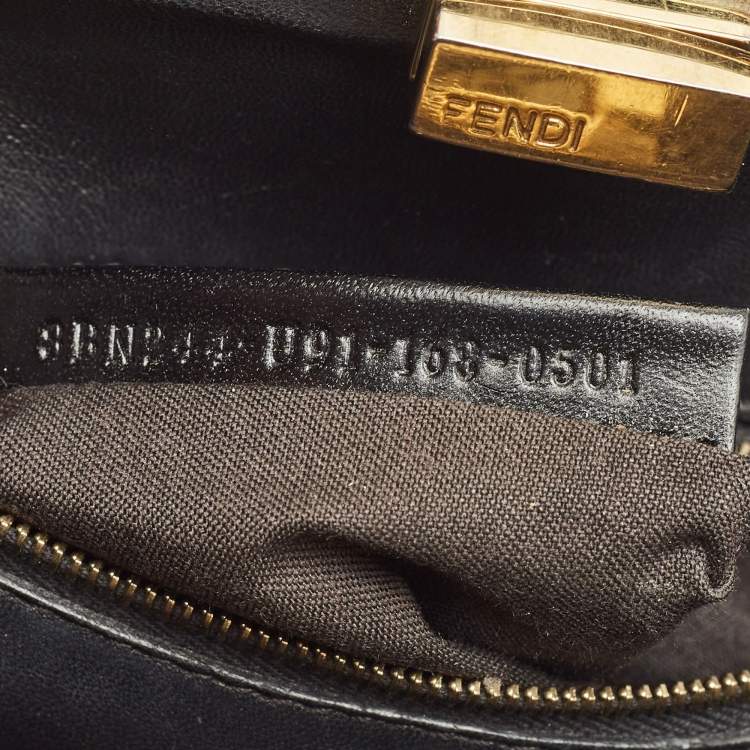 Pre Owned Fendi Black Python Mini Peekaboo Top Handle Bag