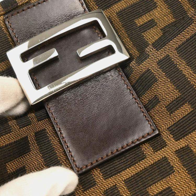 Pre Owned Fendi Brown Zucca Baguette Handbag 
