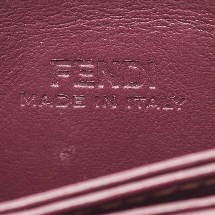 Pre Owned Fendi Grey/Peach Leather Accordion Card Case