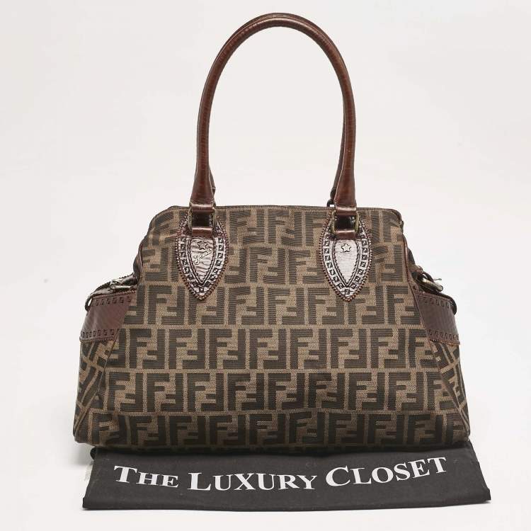 مملوكة مسبقًا Fendi Tobacco Zucca Canvas Medium Chef De Jour Bag