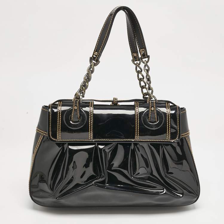 Pre Owned Fendi Black patent Leather B Shoulder Bag