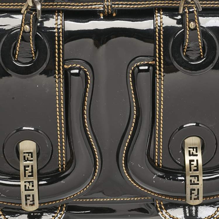 Pre Owned Fendi Black patent Leather B Shoulder Bag