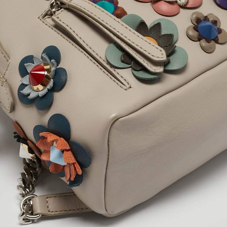 Pre Owned Fendi Grey Leather Mini Flowerland Backpack
